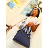 Bolso de Cuero Manos Libres con Correa Artesanal - Azul, Café y Miel